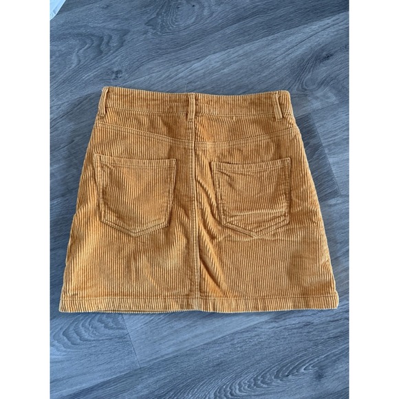 Forever 21 Womens Corduroy Mini Skirt Sz S Camel Color Flat Front Pockets - Picture 7 of 7